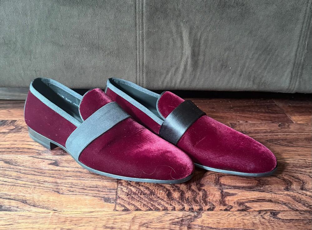 $475 NEW Magnanni Purple Velvet Smoking Slippers Loafers Shoes Size 10(43)D